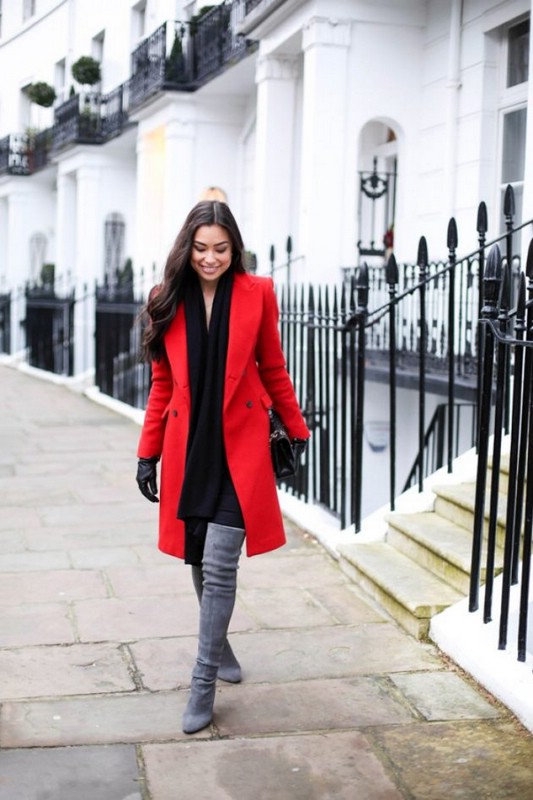 Что одеть с красным пальто